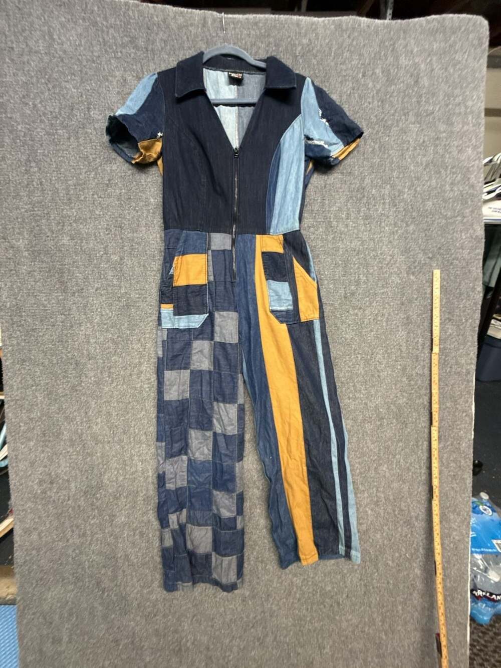 Forgotten Saints LA Dynomite Patchwork Denim Short Sleeve Jumpsuit